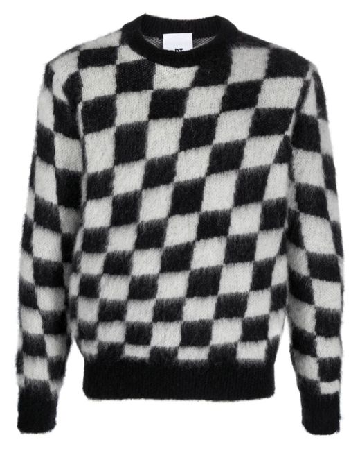 PT Torino checkerboard mohair-blend jumper