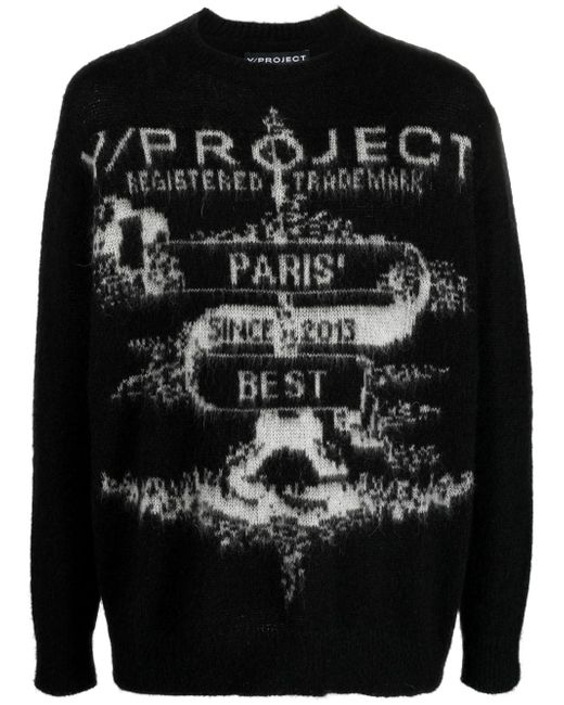 Y / Project logo intarsia-knit jumper