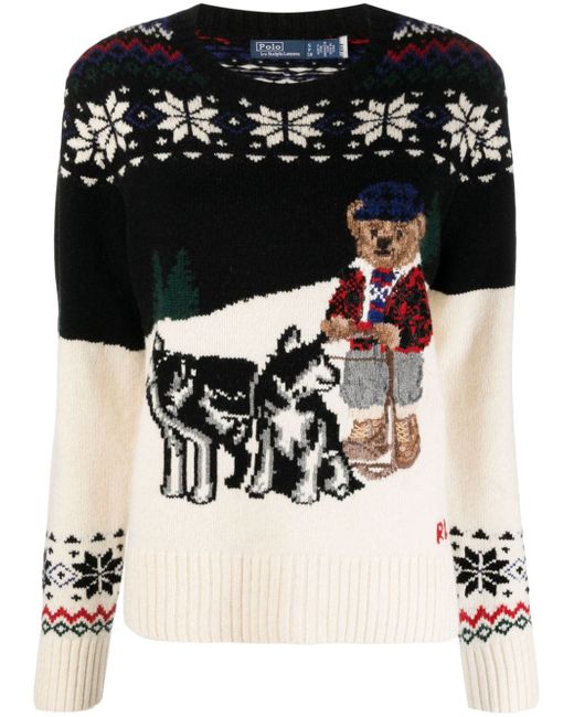 Polo Ralph Lauren Polo Bear patterned intarsia-knit jumper