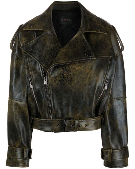 The Andamane bleached faux-leather biker jacket