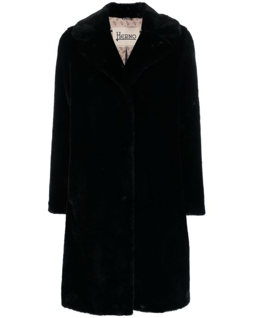 Herno single-breasted faux-fur coat