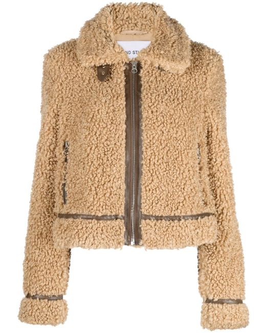 Stand Studio zip-up faux-shearling jacket