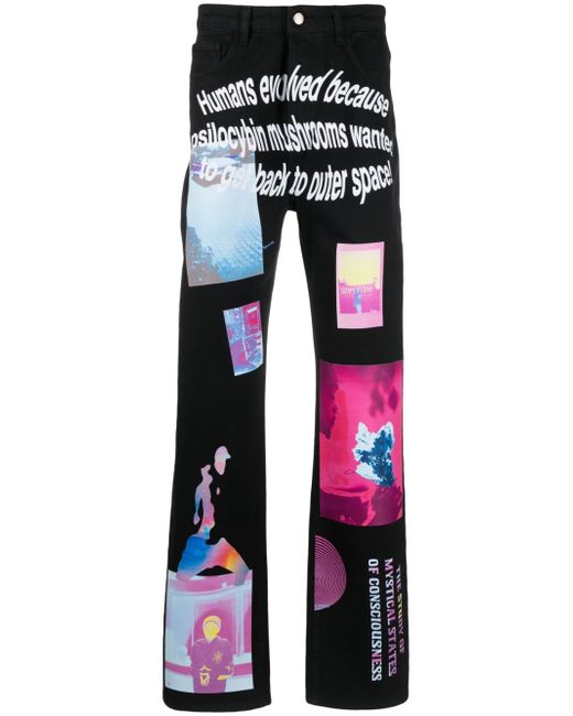 MSFTSrep graphic-print straight-leg trousers