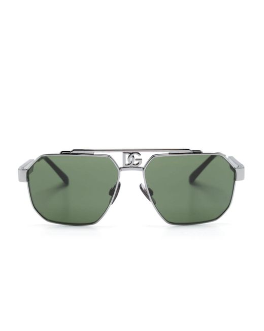 Dolce & Gabbana monogram-plaque pilot-frame sunglasses