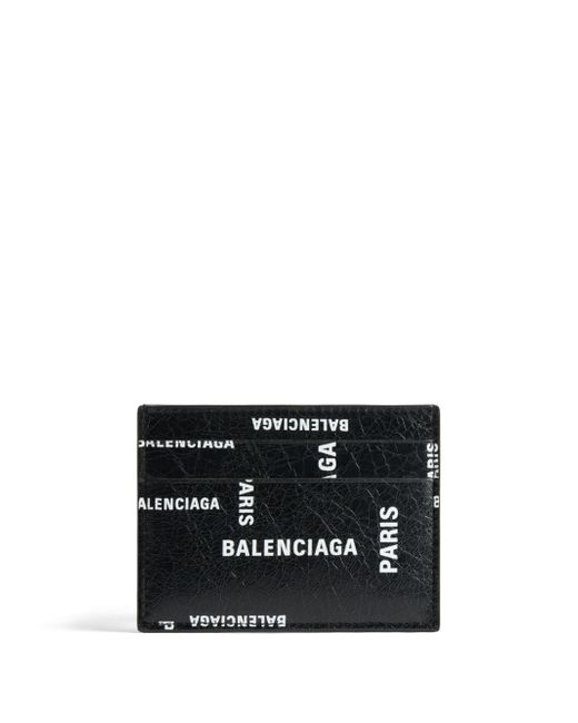 Balenciaga logo-print leather card holder