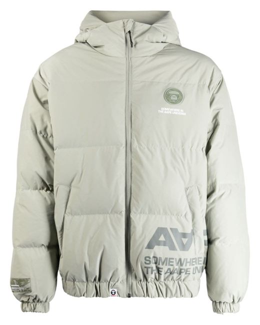 Aape By *A Bathing Ape® slogan-print hooded padded jacket