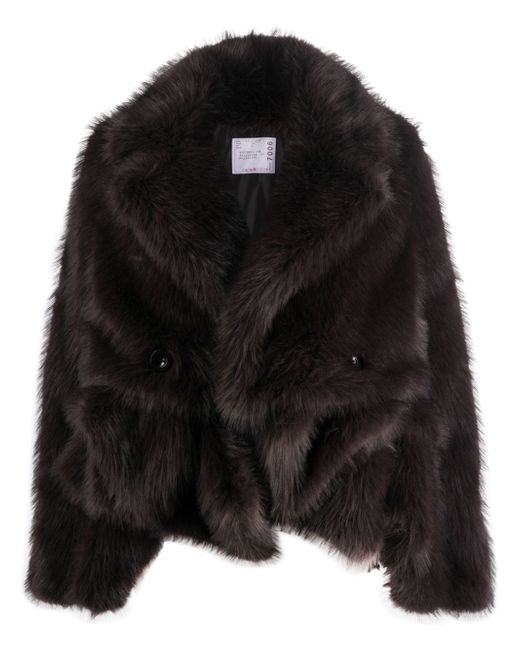 Sacai asymmetric-hem faux-fur jacket