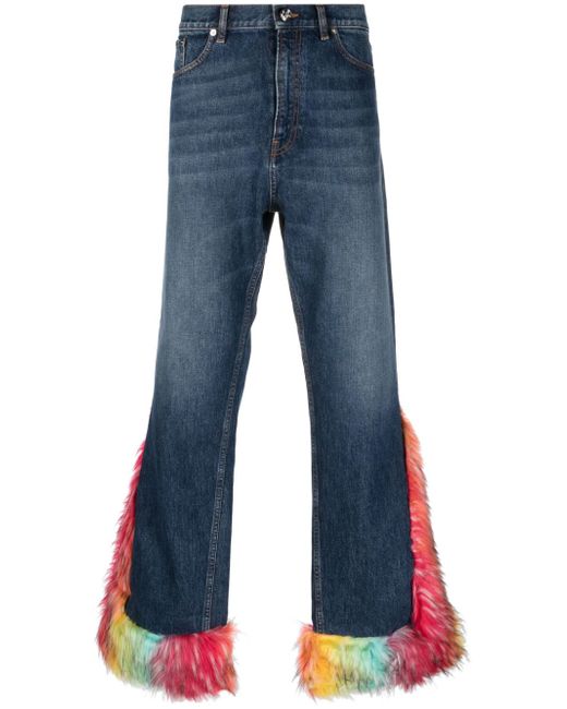 Bluemarble high-waisted faux-fur detailing jeans