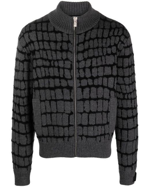 Versace crocodile-jacquard zip-up sweatshirt