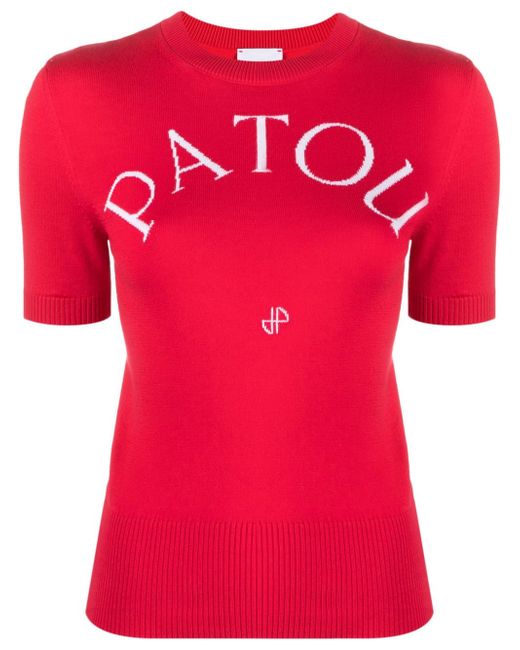 Patou intarsia knit-logo knitted top