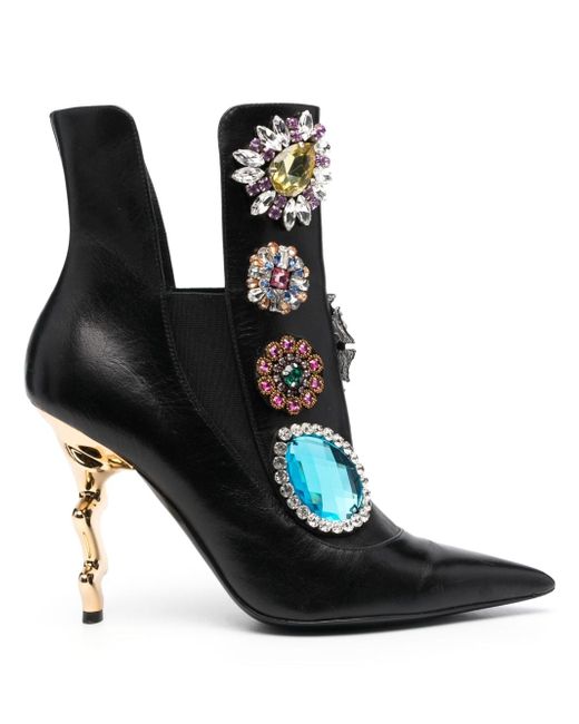 Moschino 110mm crystal-embellished leather boots
