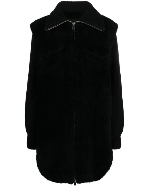 Yves Salomon panelled zipped coat