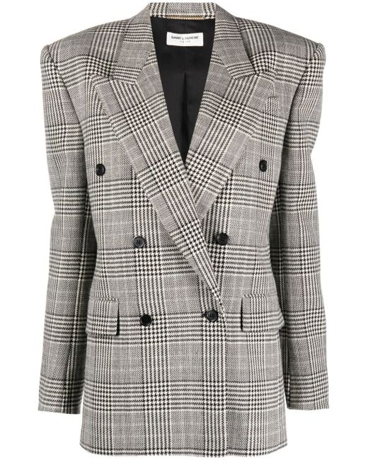 Saint Laurent check-pattern double-breasted blazer