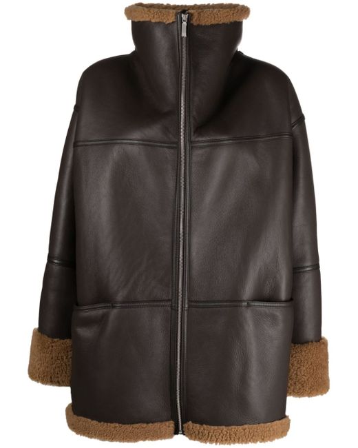 Totême shearling-trimmed leather coat