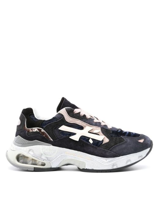 Premiata Sharky logo-embossed leather sneakers