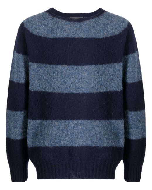 Ymc Suedehead striped ribbed-knit jumper