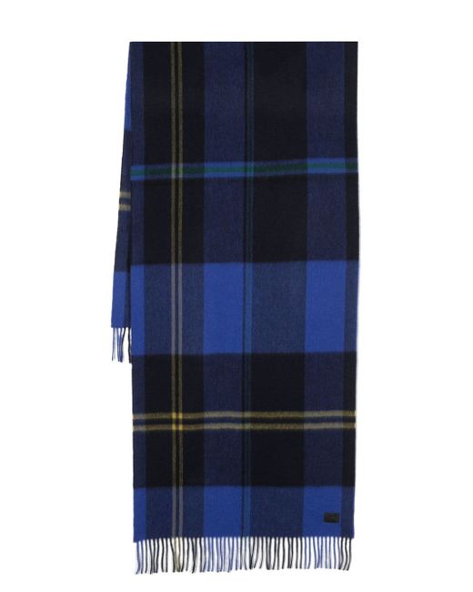 Paul Smith plaid-check fringed wool scarf
