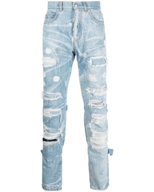 John Richmond ripped-detail mid-rise skinny jeans