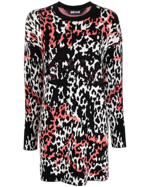 Just Cavalli jacquard leopard-print minidress