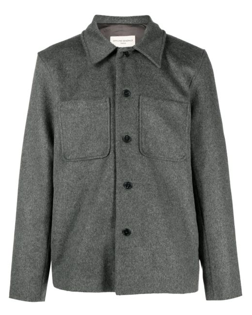 Officine Generale spread-collar virgin wool blend shirt jacket