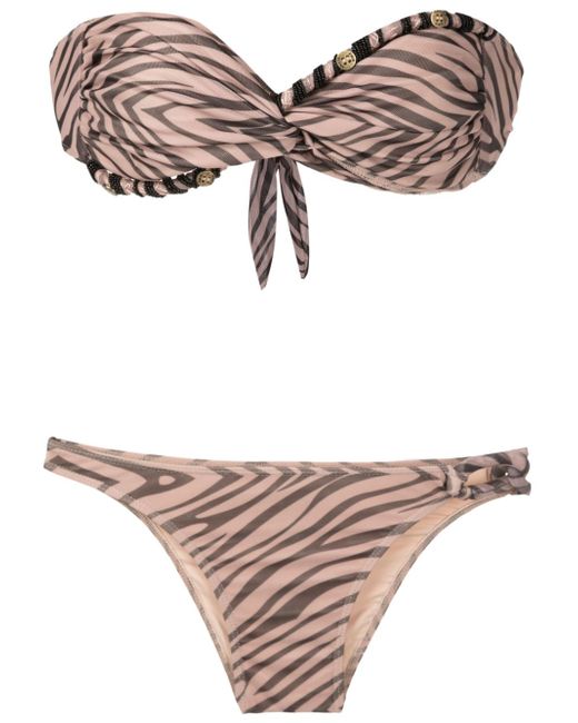 Amir Slama beaded zebra-pattern bikini set