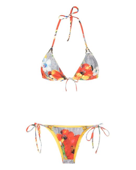 Amir Slama hibiscus-print bikini set