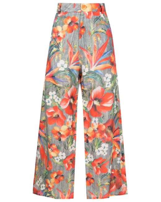 Amir Slama floral-pattern high-waisted trousers