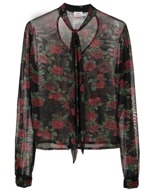 Amir Slama sheer-finish floral-pattern blouse