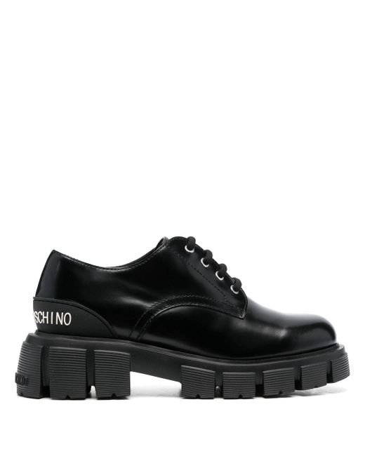 Love Moschino logo-patch faux-leather oxford shoes