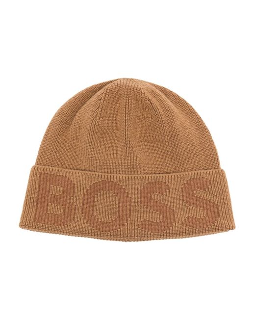 Boss jacquard-logo knitted beanie
