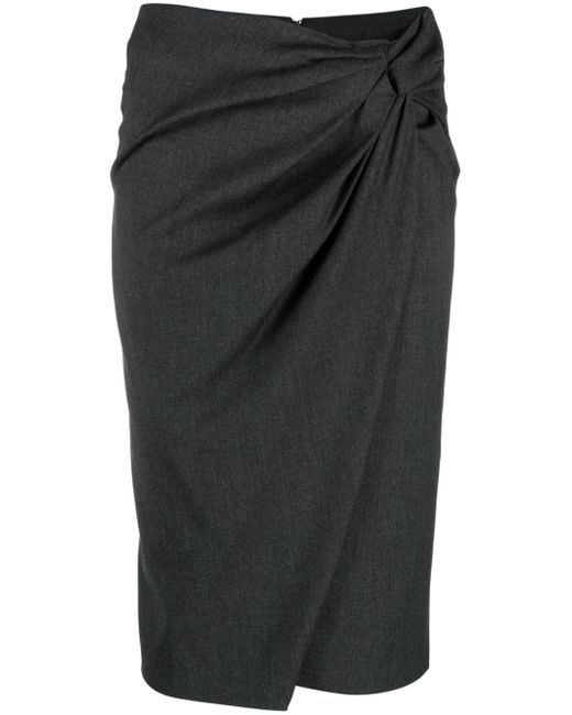 Pinko ruched wool-blend pencil skirt