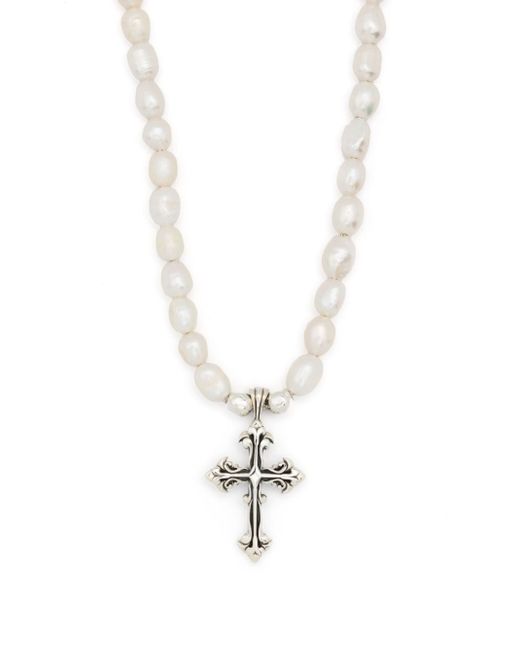 Emanuele Bicocchi pearl necklace with cross