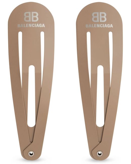 Balenciaga XXL BB logo-print hair clips set of two