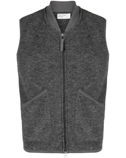 Universal Works zip-up fleece-texture waistcoat