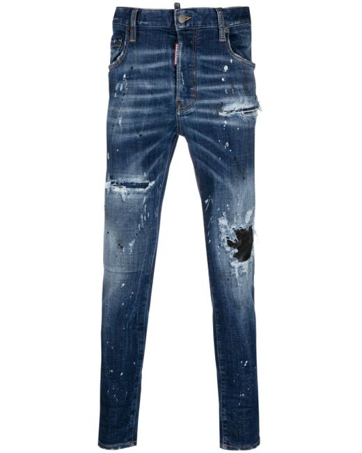 Dsquared2 distressed low-rise skinny jeans