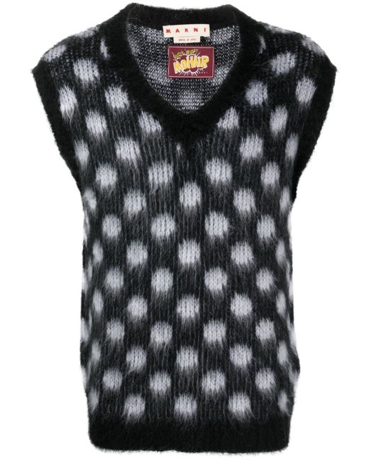 Marni polka-dot brushed-knit vest