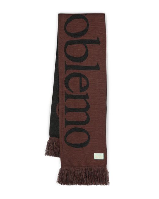 Aries slogan intarsia-knit fringed scarf