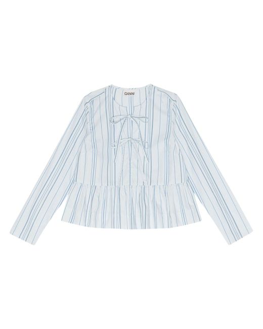 Ganni striped peplum blouse