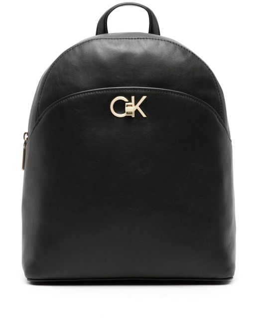 Calvin Klein monogram-plaque faux-leather backpack