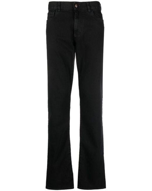 Canali logo-patch slim-fit trousers