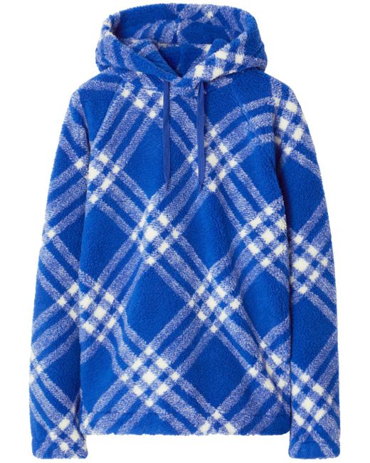 Burberry plaid-check pattern fleece hoodie