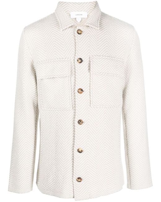 Lardini herringbone wool-blend shirt jacket