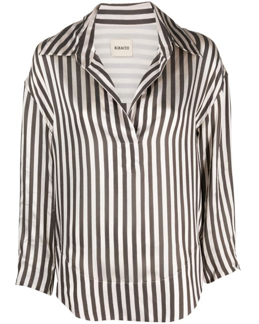 Khaite Melan striped silk-satin shirt