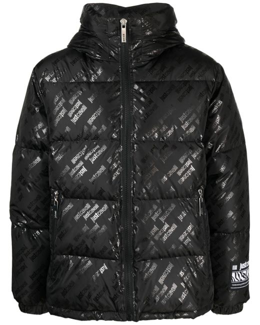 Just Cavalli logo-print padded hooded jacket