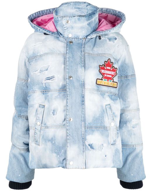 Dsquared2 logo-patch distressed puffer jacket