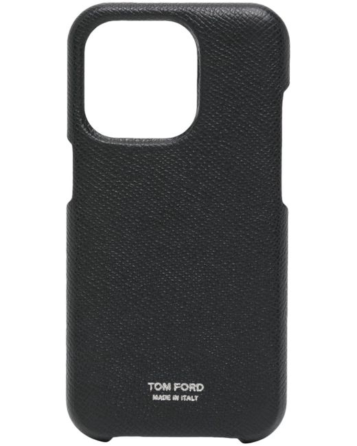 Tom Ford logo-lettering leather iPhone 13 case