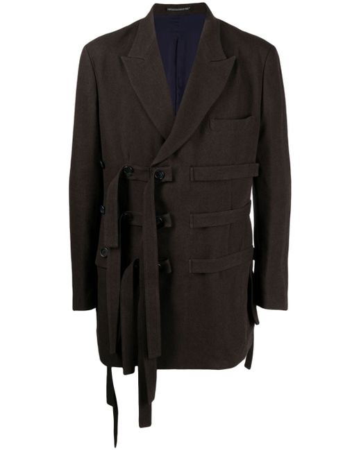 Yohji Yamamoto strapped long-sleeve coat