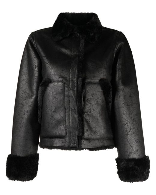 Izzue press-stud faux-leather jacket