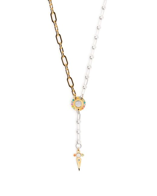 In Gold We Trust Paris crystal-embellished pendant necklace
