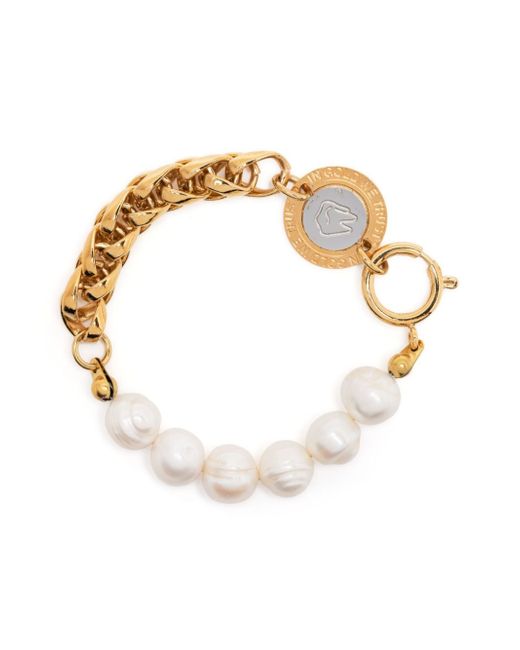 In Gold We Trust Paris pearl-embellished chain bracelet
